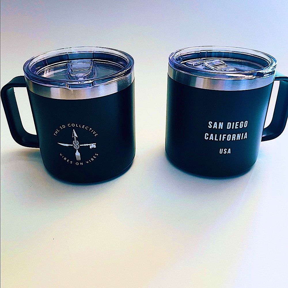 NEW Double Walled 14 Oz Stainless Steel Thermal Mug tumbler Black San Diego CA